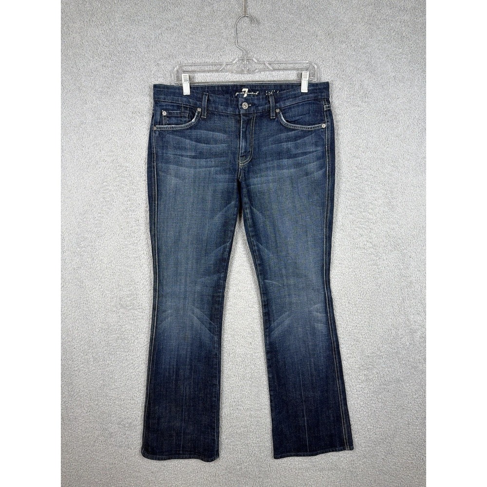 7 For All Mankind A Pocket Bootcut Jeans Women's Actual Size 34x34 Blue Stretch‎